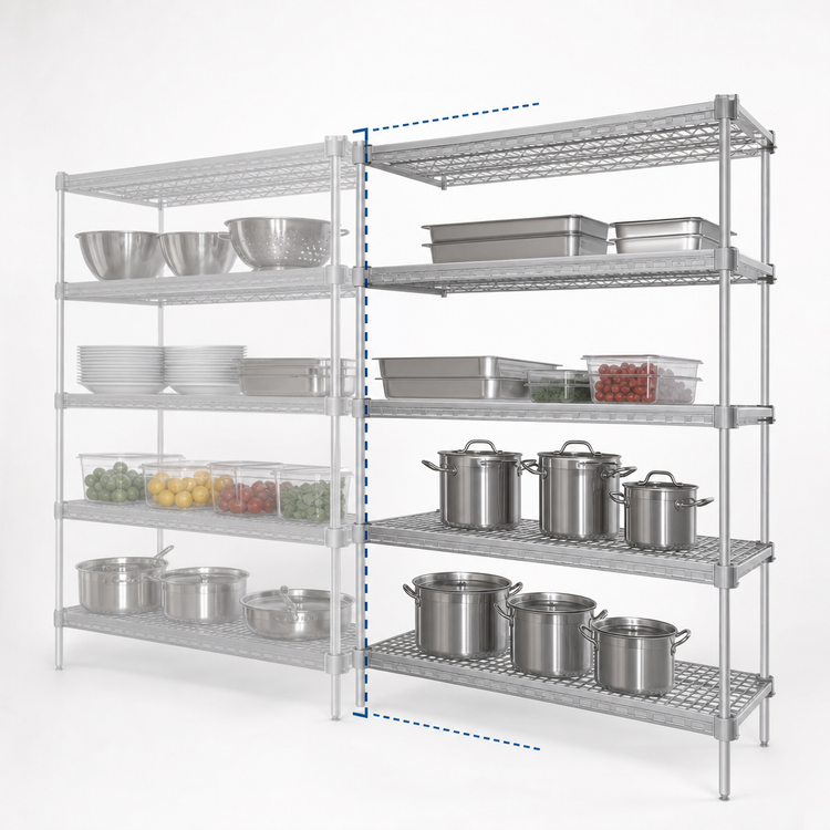 Product image #3 for Eagle Group Valu-Master 4-Tier Add-On Wire Shelving Unit, 60 x 24 x 63 Inches