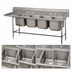 Thumbnail image #3 for Advance Tabco Regaline 4-Compartment Sink with Left-Hand Drainboard, 24 x 24 Inch Bowls, 14 Gauge 304 Stainless Steel