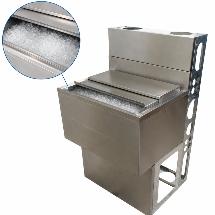 Product image #3 for BK Resources 30-Inch Wide Insulated Underbar Ice Bin with Sliding Cover, 80 lb Capacity