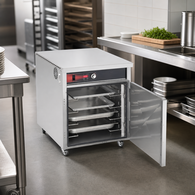 Product image #3 for FWE Slim-Line Mobile Heated Holding Cabinet with Universal Tray Slides
