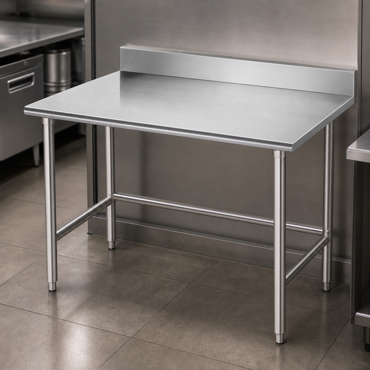 Product image #3 for 30-Inch x 24-Inch 16-Gauge 430 Stainless Steel Work Table with 5-Inch Backsplash