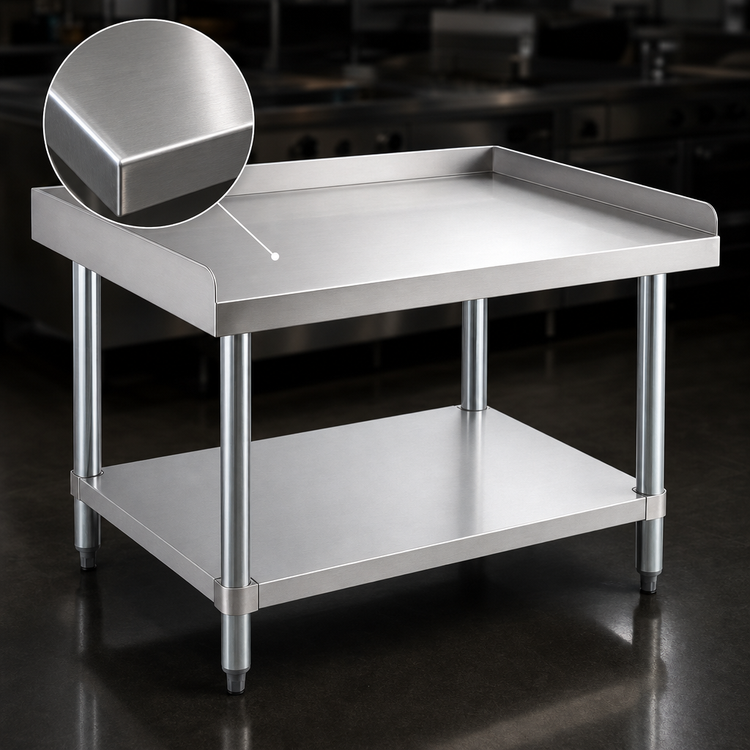 Product image #3 for Steel Works Stainless 72 x 30 x 24 Inch Stainless Steel Open Base Equipment Stand with Undershelf and Bullet Feet