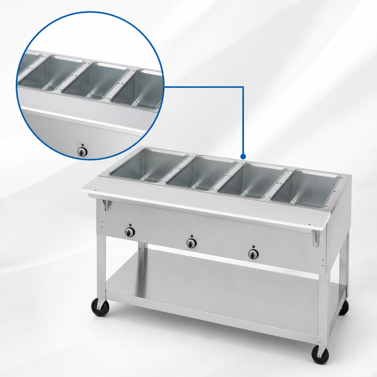Product image #3 for Aerohot EP305 Portable Electric 5-Well Steamtable Hot Food Unit with Stainless Steel Open Base