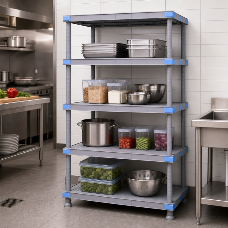 Product image #3 for Quantum Millenia 4-Shelf Stationary Solid Polymer Shelving Starter Unit, 48 x 21 x 62 Inches, Gray