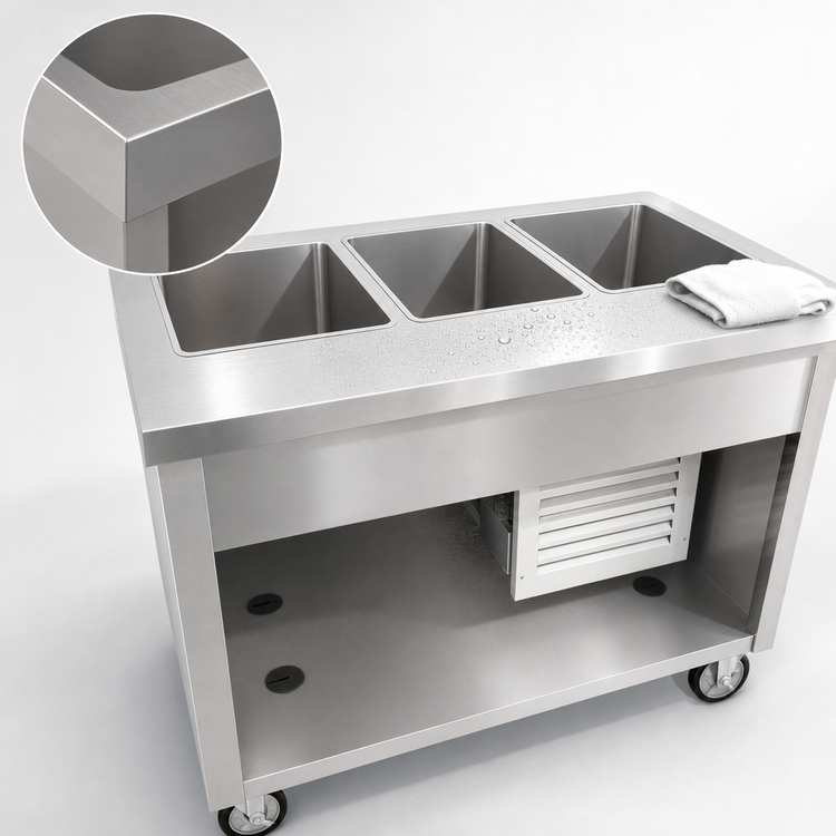 Product image #3 for Thurmaduke TFCP-46SS-N7 3-Section Flush Mount Mobile Cold Pan Unit
