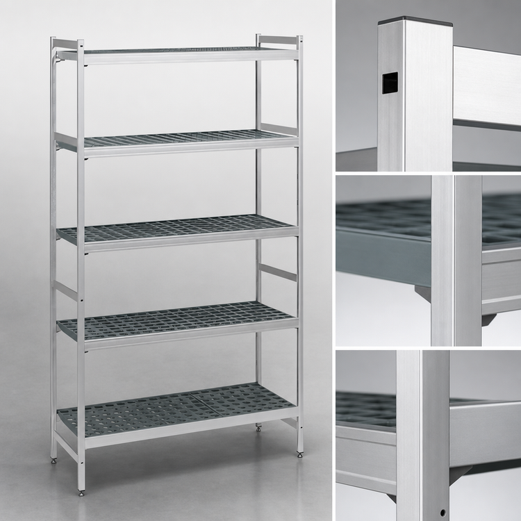 Product image #3 for Fermostock 5-Tier Starter Polymer Shelving Unit, 68W x 18D x 83H, Gray