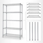 Thumbnail image #3 for Quantum WR63-1260S-5 Stationary Wire Shelving Starter Kit, 60" W x 12" D x 63" H, 304 Stainless Steel, 5 Shelves
