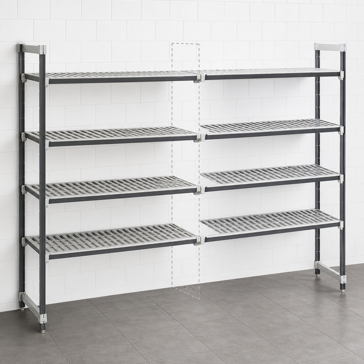 Product image #3 for Cambro Camshelving Elements XTRA Stationary Add-On Unit, 18 x 24 x 64 Inches, 5-Tier Vented Polymer Shelving, Speckled Gray