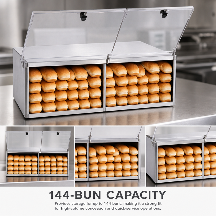 Product image #3 for APW Wyott BC-50 Hot Dog Bun Cabinet with Lift-Up Plexiglass Doors, 144-Bun Capacity