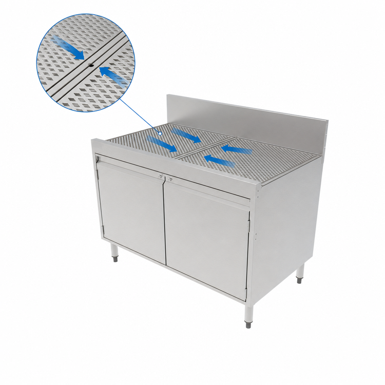 Product image #4 for Top Shelf 42-Inch Stainless Steel Freestanding Underbar Storage Cabinet with Drainboard Top