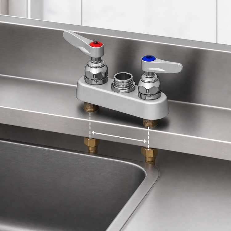 Product image #3 for T&S Brass 4-Inch Center Deck-Mount Workboard Faucet, Less Nozzle