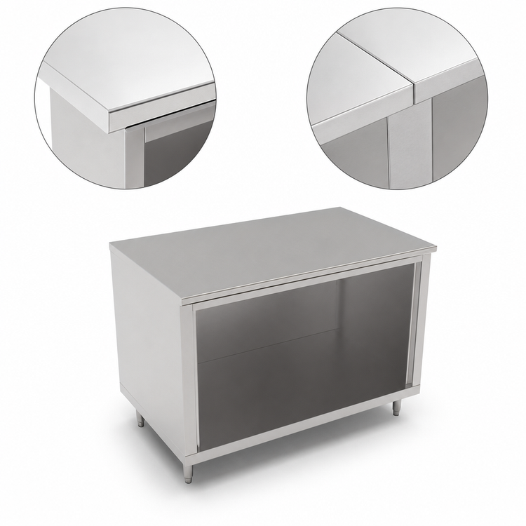 Product image #3 for John Boos 48-Inch x 30-Inch Open Front Stainless Steel Work Table, Cabinet Base, Flat Top, 16-Gauge Top