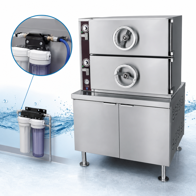 Product image #3 for Crown SCDA-3 Three-Compartment Steam Coil Do-All Dual-Pressure Steamer with Cabinet Base