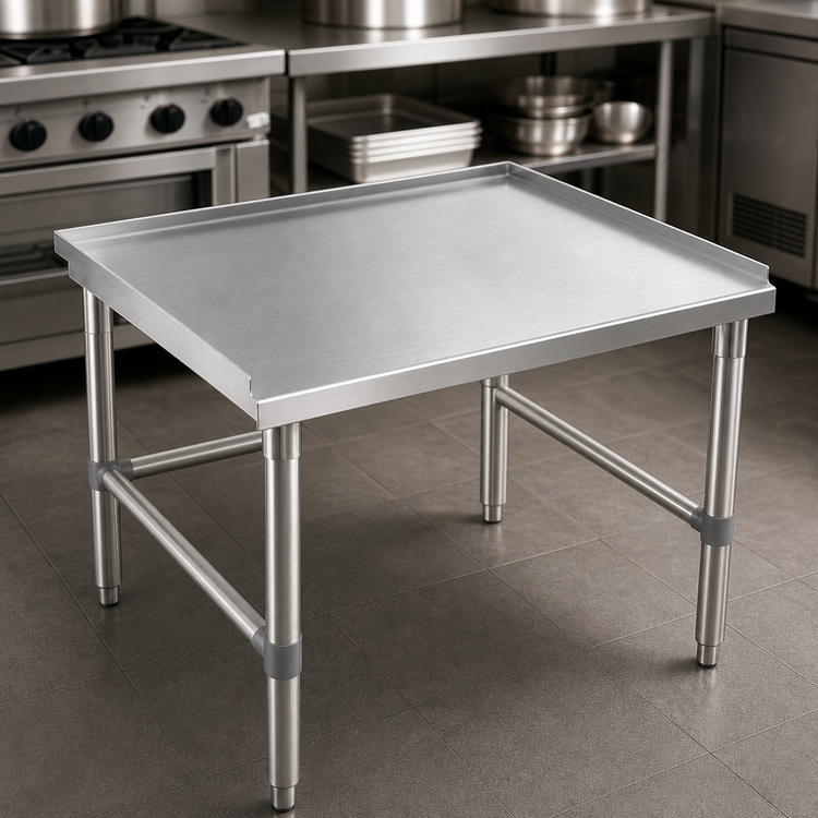 Product image #3 for John Boos 18 Inch x 24 Inch Stainless Steel Equipment Stand, 24 Inch High, with 1-1/2 Inch Up-Turn