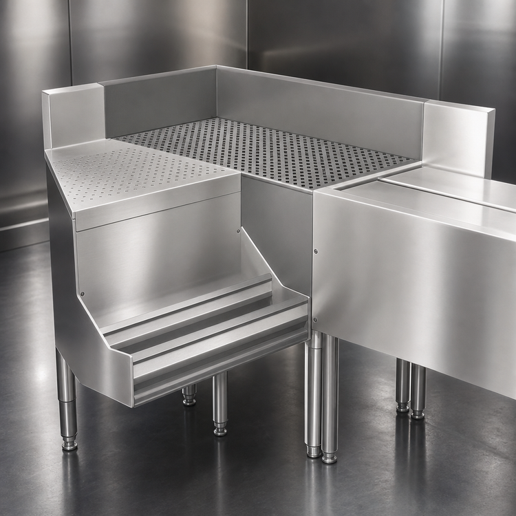 Product image #3 for Advance Tabco Prestige 90° Freestanding Corner Drainboard Filler for 30-Inch Deep Left and Right Units