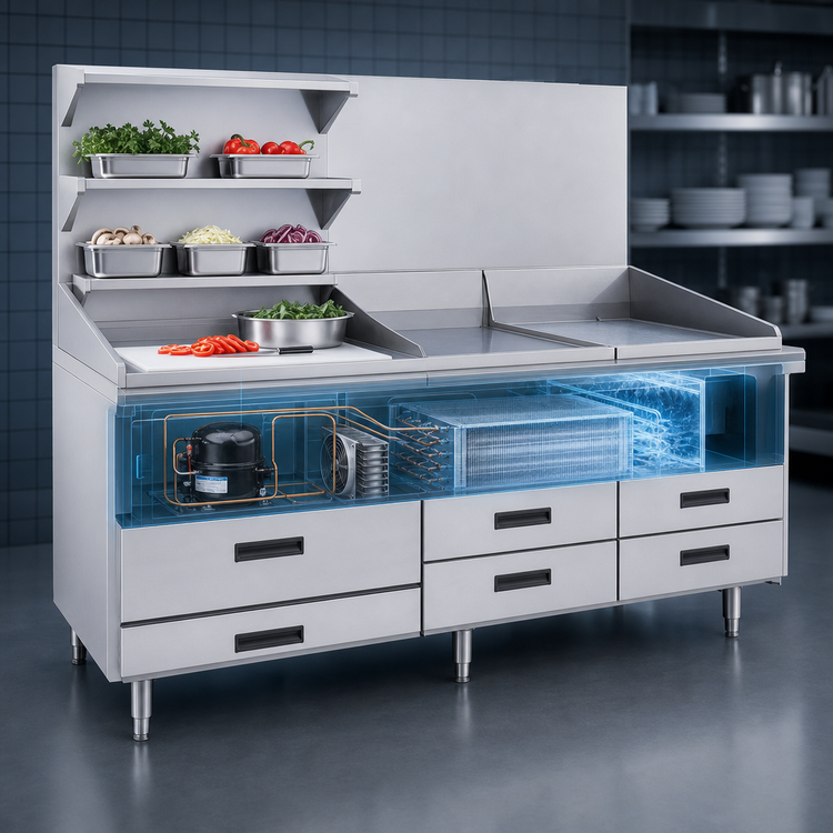 Product image #3 for Garland Arctic Fire 114-Inch Three-Section Self-Contained Refrigerator Base with 6 Drawers