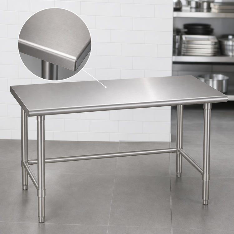 Product image #3 for Eagle Budget Series 48" x 24" 430 Stainless Steel Flat Top Work Table with Stainless Steel Tubular Base