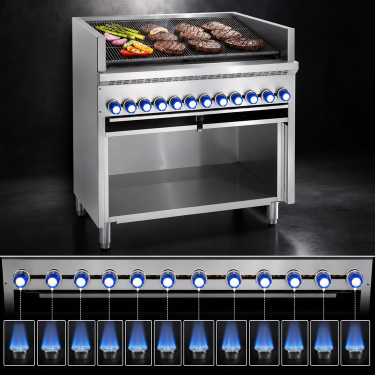 Product image #3 for Steakhouse 60-Inch Gas Floor Model Radiant Charbroiler with Open Cabinet Base