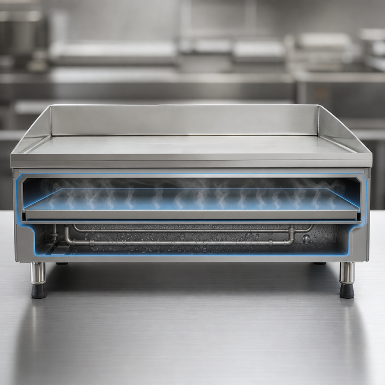 Product image #3 for AccuSteam 48-Inch Electric Steam-Heated Countertop Griddle, 240V 3-Phase