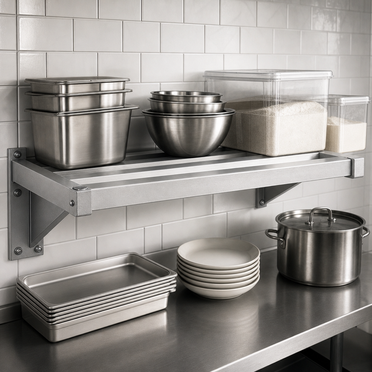 Product image #4 for New Age Adjust-A-Shelf H.D. Series Wall-Mounted Aluminum Shelf, 48"W x 24"D, 2000 lb. Capacity
