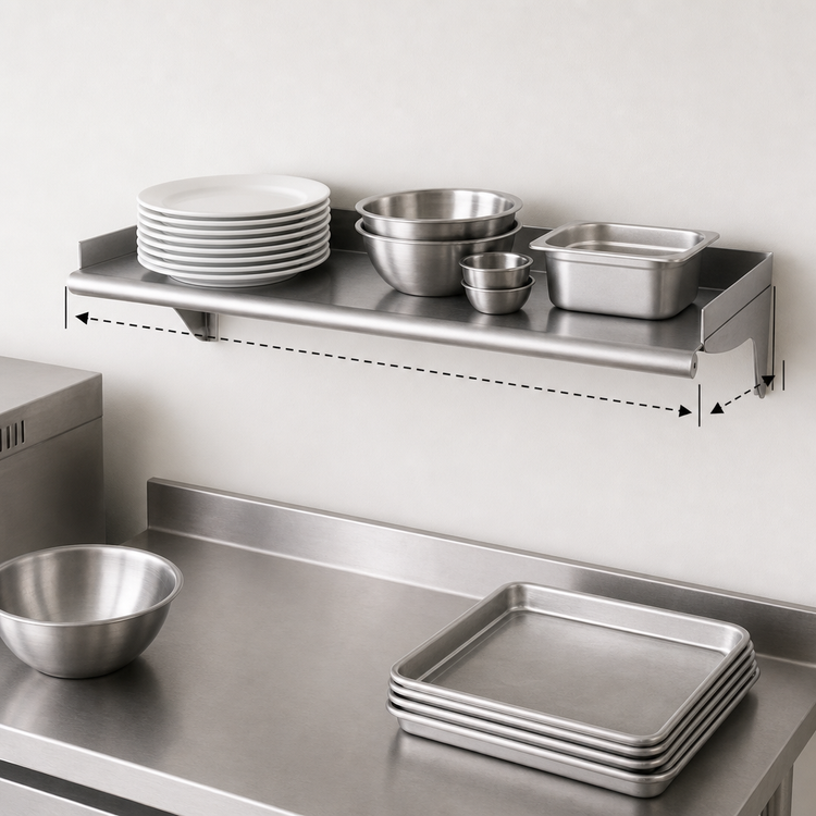 Product image #3 for Eagle Group 24 Inch W x 10 Inch D Wall-Mounted Shelf, 16 Gauge Type 430 Stainless Steel