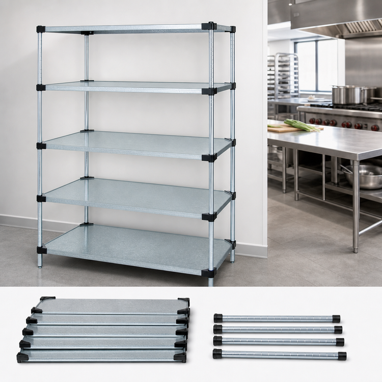Product image #3 for Quantum 72-Inch Wide x 21-Inch Deep x 86-Inch High Stationary Solid Shelving Starter Kit with 5 Shelves