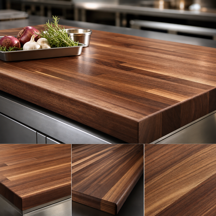 Product image #3 for Boos Block 72-Inch x 38-Inch American Black Walnut Blended-Rail Edge Grain Kitchen Countertop, Varnique Finish