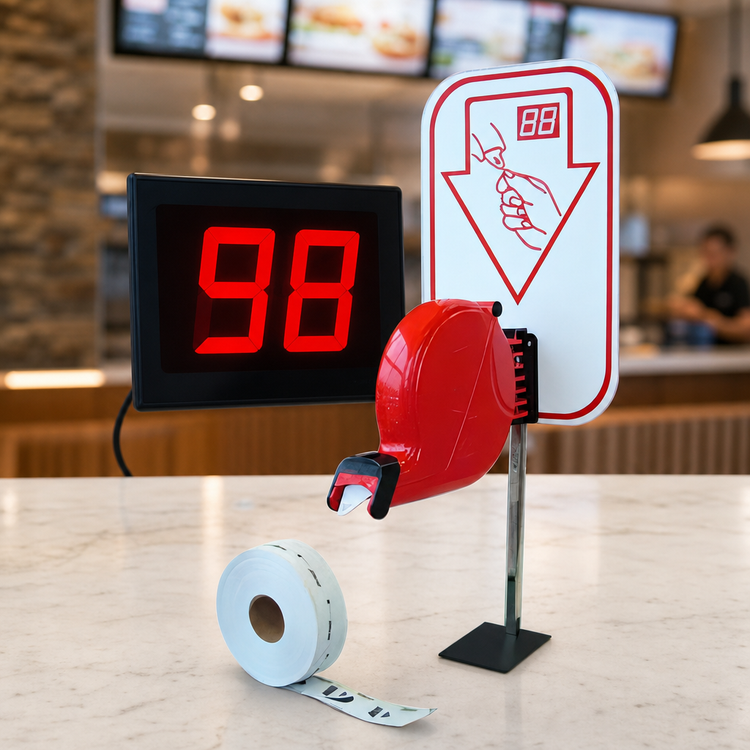 Product image #3 for Turn-O-Matic Take-A-Number Ticket Dispenser System with LED Display and Counter Stand