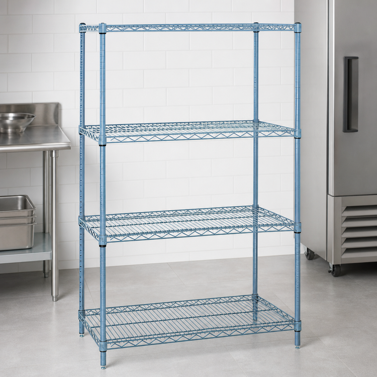 Product image #3 for Quantum Gray Epoxy Antimicrobial Wire Shelving Starter Kit, 48 x 21 x 54 Inches, 4-Shelf