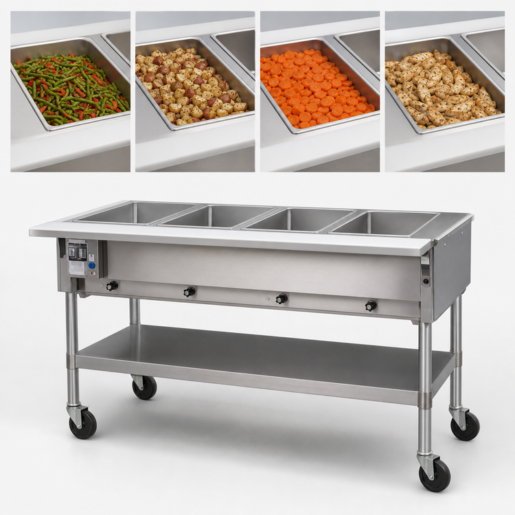Product image #3 for Eagle Group Portable Electric 4-Well Hot Food Table with Cutting Board and Open Base