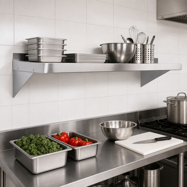 Product image #4 for Mixrite 60-Inch x 12-Inch Wall-Mounted Stainless Steel Shelf