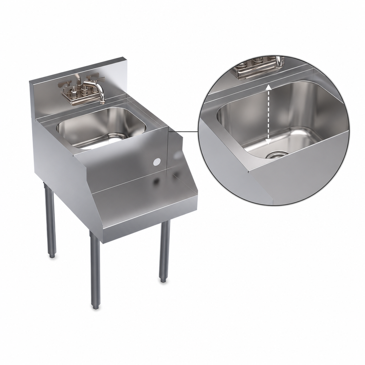 Product image #3 for Krowne Royal Series Freestanding Underbar Blender Station with Dump Sink and Recessed Blender Shelf, 18 x 24 Inches
