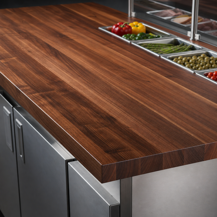 Product image #3 for John Boos American Black Walnut Countertop for Food Displays, 144 x 38 x 2-1/4 Inches, Varnique Finish