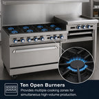 Thumbnail image #3 for Imperial (Middleby) Pro Series IR-10-XB 60-Inch Gas Restaurant Range with 10 Open Burners, Standard Oven & Open Cabinet Base