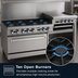 Thumbnail image #3 for Imperial Pro Series 60-Inch Gas Restaurant Range with 10 Open Burners, Standard Oven and Open Cabinet Base