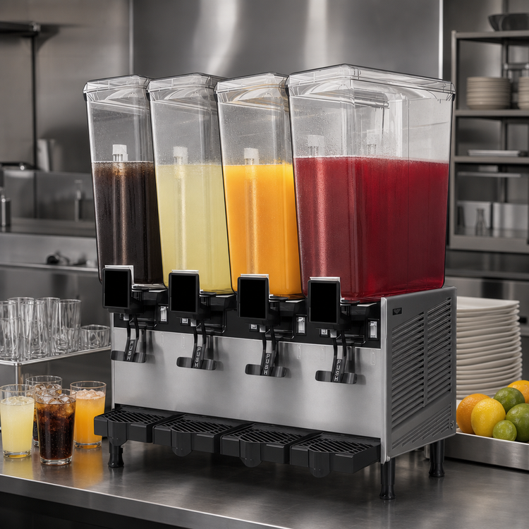 Product image #3 for Vollrath 4-Bowl Pre-Mix Refrigerated Beverage Dispenser with Stirring Paddle, 5.28 Gallon Bowls