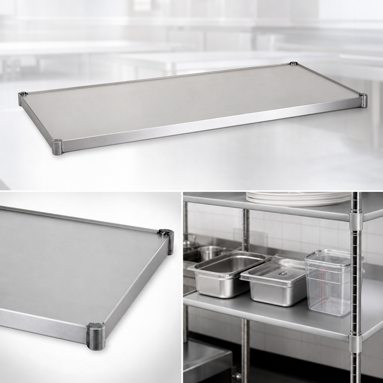 Product image #3 for Solid Stainless Steel Shelf with Marine Edge, 42 x 14 Inch