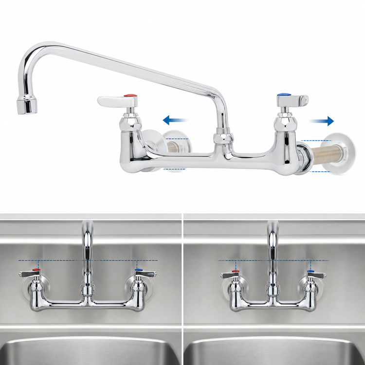 Product image #3 for T&S Brass Wall-Mount Sink Mixing Faucet with 12-Inch Swing Nozzle, 8-Inch Centers