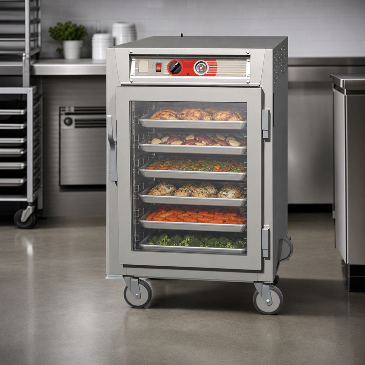 Product image #3 for Metro C5 6 Series Mobile Half-Height Insulated Heated Holding Cabinet with Clear Glass Doors, 17-Pan Capacity
