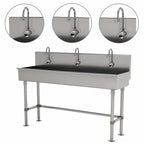 Thumbnail image #3 for Advance Tabco 19-FM-72EFADA 72-Inch Freestanding Multiwash Hand Sink with 3 Electronic Faucets, 304 Stainless Steel, ADA Compliant