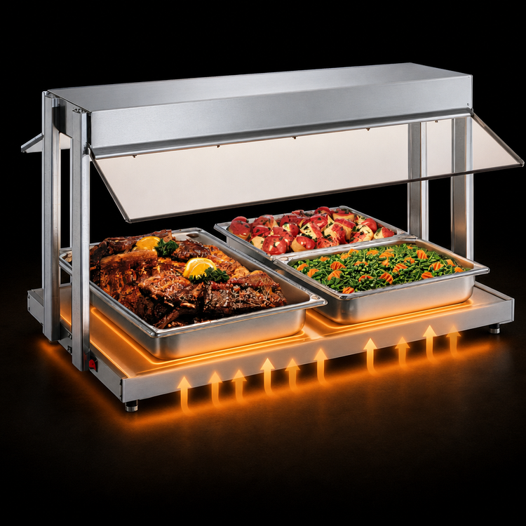 Product image #3 for Hatco Glo-Ray 24-Inch Countertop Buffet Warmer with Heated Base and Sneeze Guards