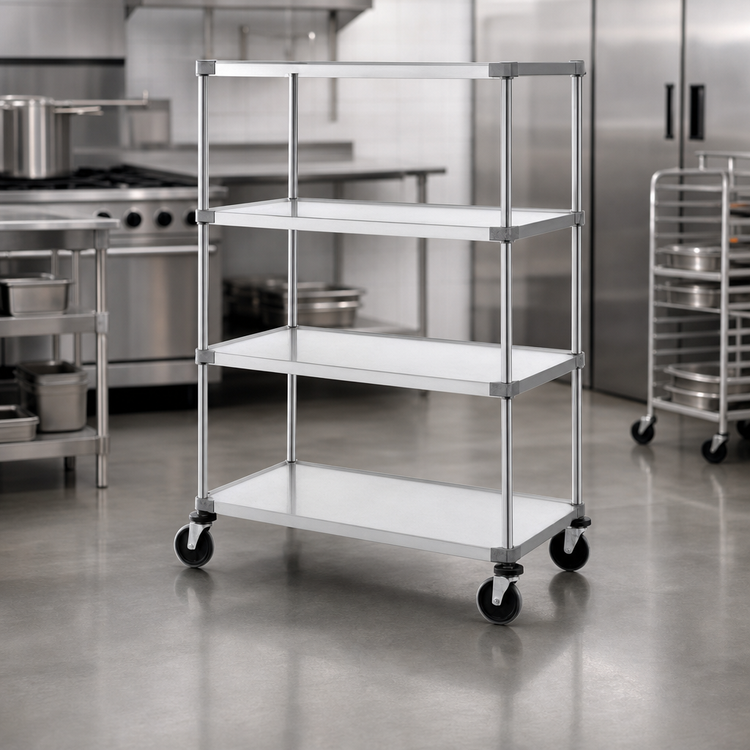 Product image #3 for Metro Super Erecta Solid Shelf Stem Caster Cart, 36W x 24D x 69H, 4 Shelves