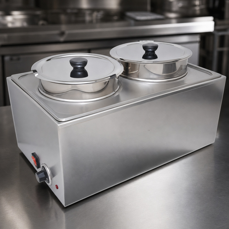 Product image #3 for Uniworld Countertop Electric Double Wet Well Food Warmer, Without Drain Valve, 2 x 8 Qt Inserts