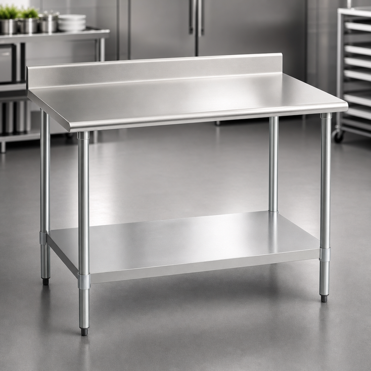 Product image #3 for Eagle Group BlendPort® Budget Series Stainless Steel Work Table with 4-1/2-Inch Backsplash and Undershelf, 84-Inch x 24-Inch