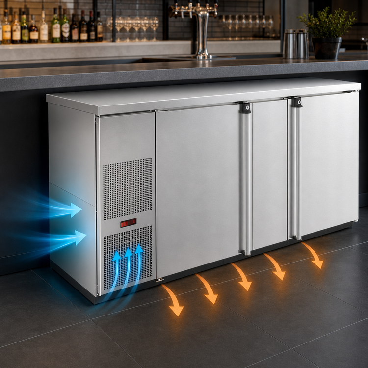 Product image #3 for Pro-Line E-Series 69-1/2-Inch Wide Two-Section Self-Contained Refrigerated Back Bar Cabinet