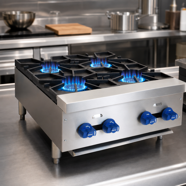 Product image #3 for Comstock-Castle Castle Series 24-Inch Countertop Gas Hotplate with 4 Star Burners, Stainless Steel