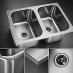 Thumbnail image #3 for Eagle Group FDI-16-19-8-2 Two-Compartment Welded-In 18-Gauge 304 Stainless Steel Sink, 16 x 20 x 8 Inch Bowls