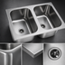 Thumbnail image #3 for Eagle Group FDI-16-19-8-2 Two-Compartment Welded-In 304 Stainless Steel Sink — 16 Inches x 20 Inches Bowls, 8 Inches Deep (36 Inches Overall)