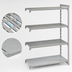 Thumbnail image #4 for Cambro Camshelving Premium 4-Tier 18 x 48 x 84 Inch Add-On Polymer Shelving Unit, 3 Vented + 1 Solid