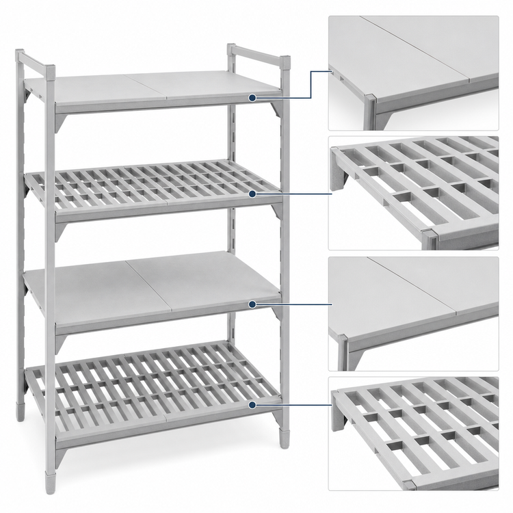 Product image #4 for Cambro Camshelving Premium 18 Inch x 42 Inch 4-Shelf Vented and Solid Shelf Kit